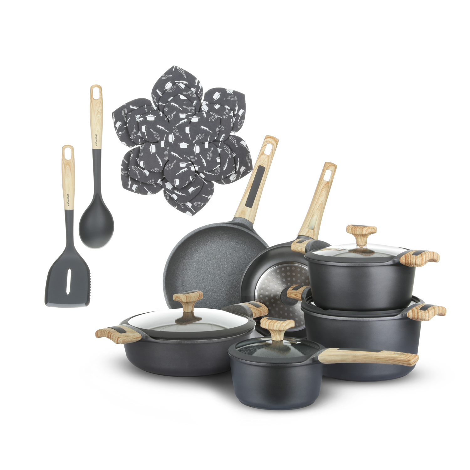 KASANOVA Topfakku EVOLUTION grau, Induktion, Antihaft - Bild 18 von 29