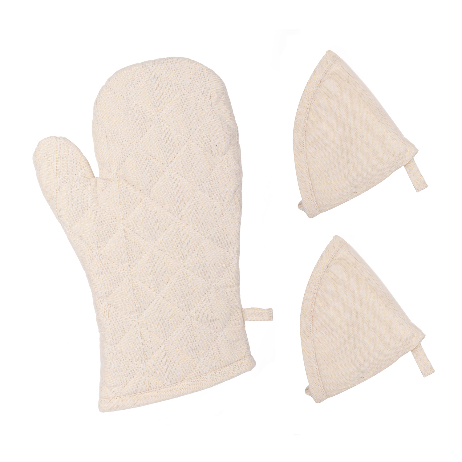 Set guanto e 2 presine Lurex oro